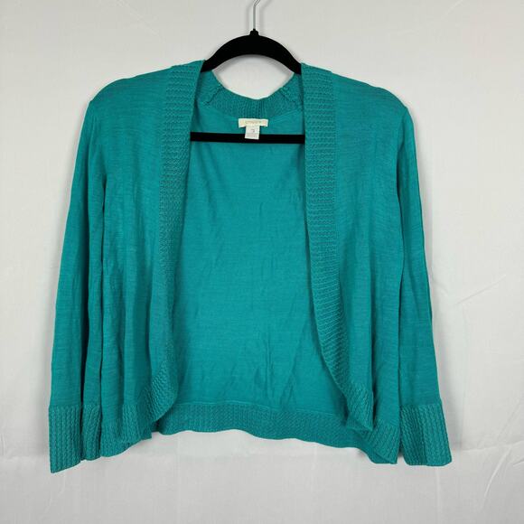 Chico's Cardigan Size 3 100% Silk Open Front Sweater - Aqua Blue, teal - Picture 1 of 5